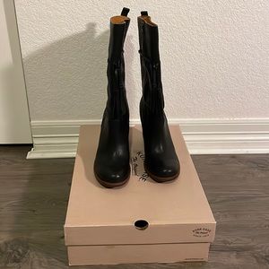 Kork-ease mid calf black boots with front tassels